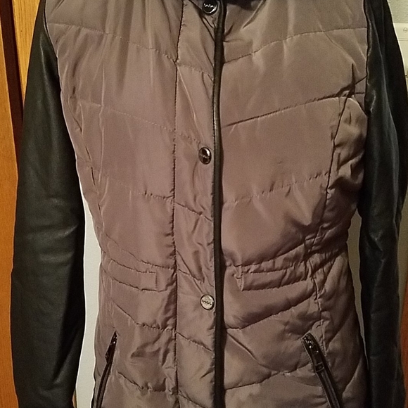 Bebe coat with faux leather sleeves, sz M - Picture 2 of 8